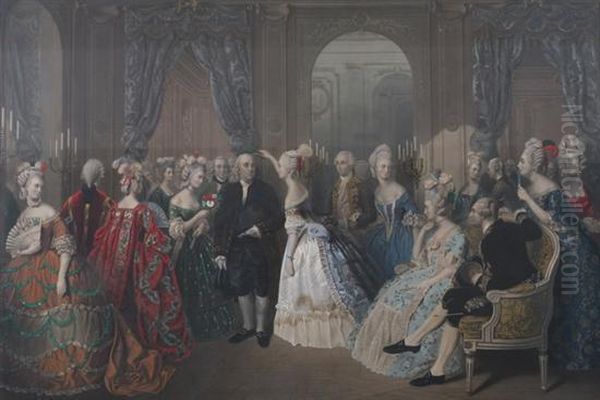 Benjamin Franklin At The Court Of France Oil Painting by Jolly Baron