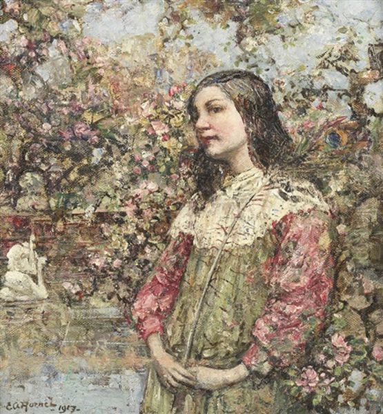 The Swan Pond Oil Painting by Edward Atkinson Hornel