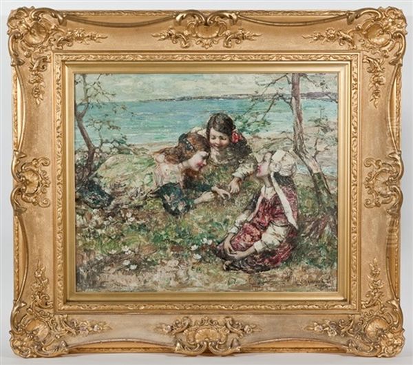 A Butterly At Brighouse Bay Oil Painting by Edward Atkinson Hornel