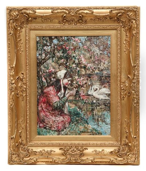 Swan Lake Oil Painting by Edward Atkinson Hornel