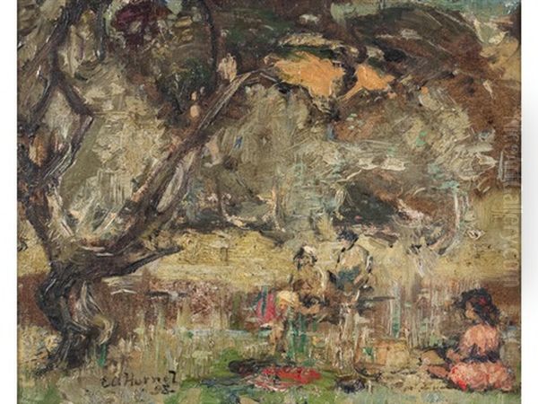 In The Orchard, Buckland, Kirkcudbright Oil Painting by Edward Atkinson Hornel