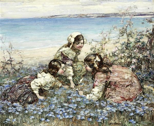 Picking Flowers, Brighouse Bay Oil Painting by Edward Atkinson Hornel