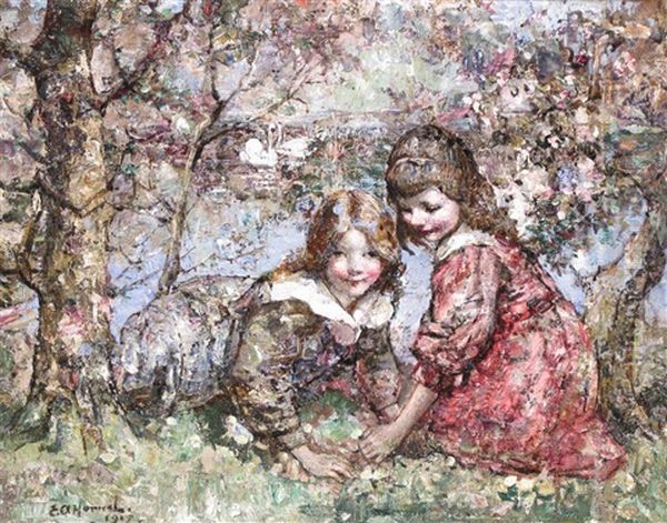 At Play In The Wood Oil Painting by Edward Atkinson Hornel