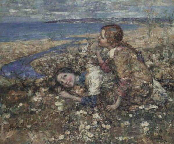 June Roses, Brighouse Bay Oil Painting by Edward Atkinson Hornel