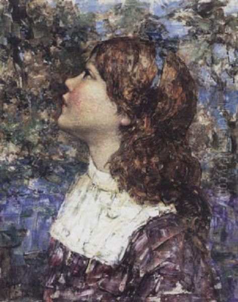 Portrait Of A Girl Oil Painting by Edward Atkinson Hornel