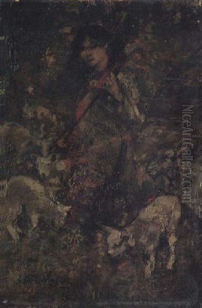 The Shepherdess Oil Painting by Edward Atkinson Hornel