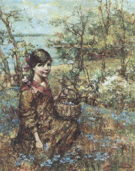 Wild Hyacinths Oil Painting by Edward Atkinson Hornel