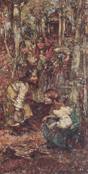 Gathering Firewood Oil Painting by Edward Atkinson Hornel