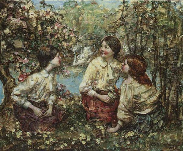 Under The Blossom Oil Painting by Edward Atkinson Hornel