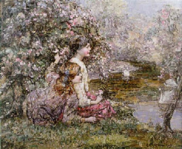 The Lake Wood Oil Painting by Edward Atkinson Hornel