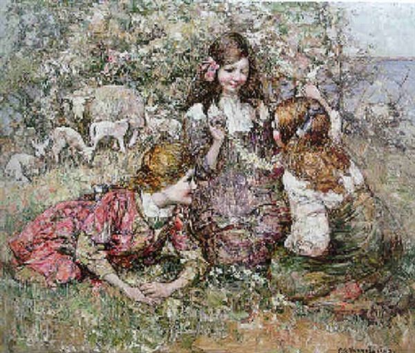 Springtime In Galloway Oil Painting by Edward Atkinson Hornel