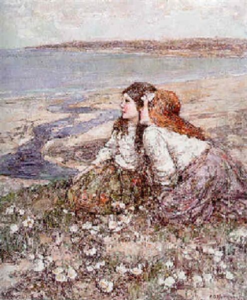 A Midsummer Sea Oil Painting by Edward Atkinson Hornel