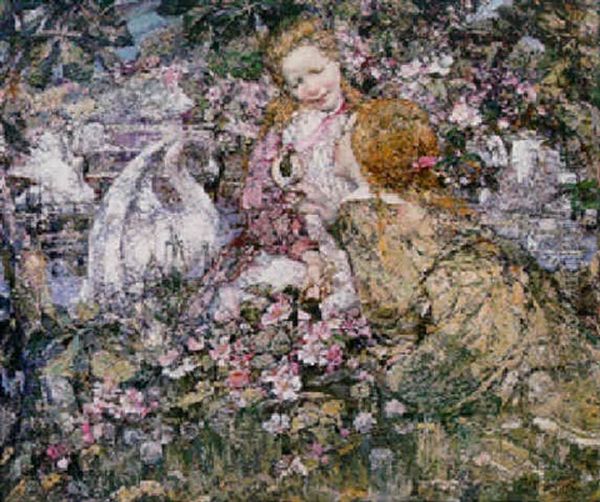 The Locket Oil Painting by Edward Atkinson Hornel