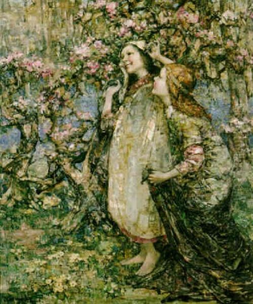 In Blossom Oil Painting by Edward Atkinson Hornel