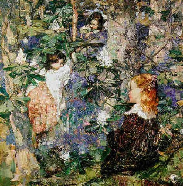 Among The White Rhododendrons Oil Painting by Edward Atkinson Hornel