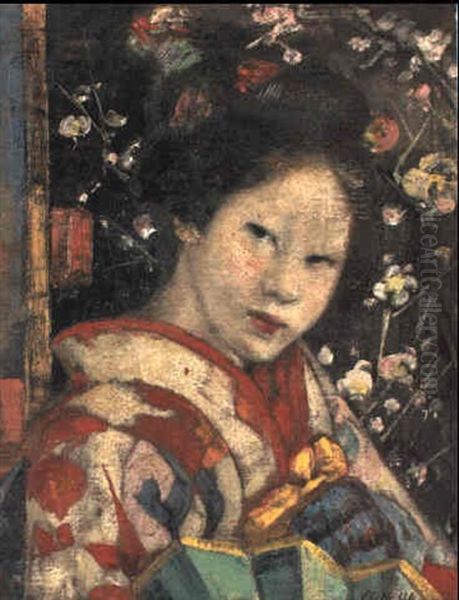 A Geisha, Nagasaki Oil Painting by Edward Atkinson Hornel