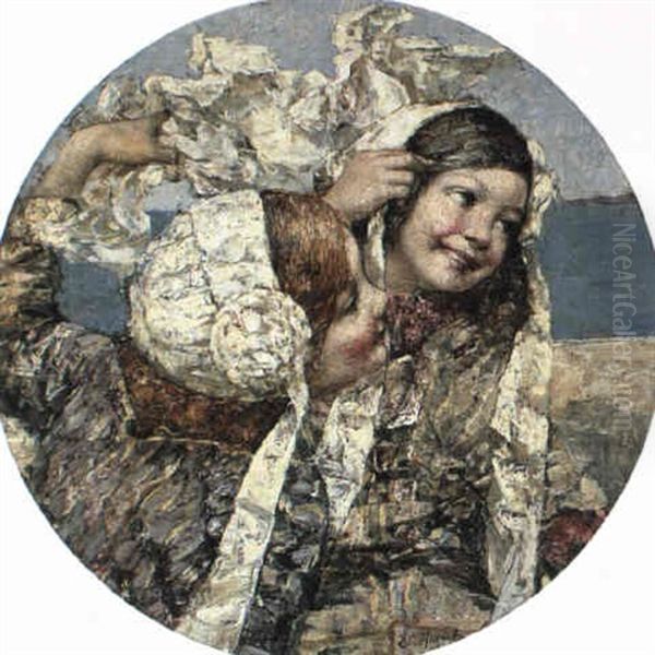 A Sea Breeze Oil Painting by Edward Atkinson Hornel