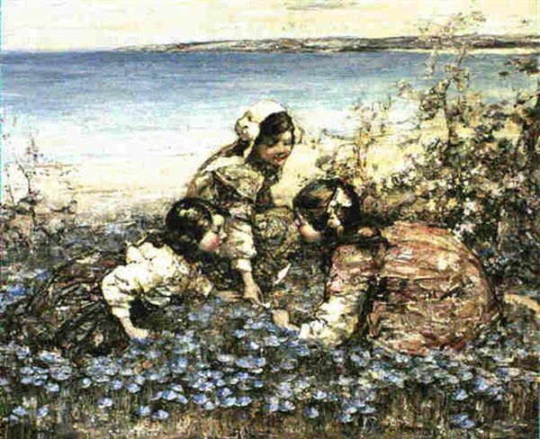 Playing By The Sea Oil Painting by Edward Atkinson Hornel