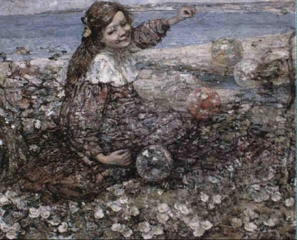 Playing With Balloons Oil Painting by Edward Atkinson Hornel