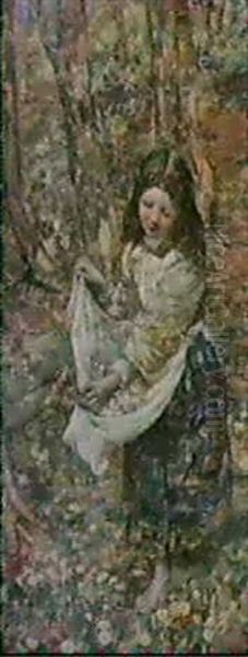 Primrose Time Oil Painting by Edward Atkinson Hornel