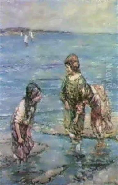 Playing In The Shallows Oil Painting by Edward Atkinson Hornel