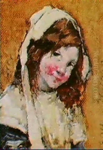 Study Of A Girl's Head Oil Painting by Edward Atkinson Hornel