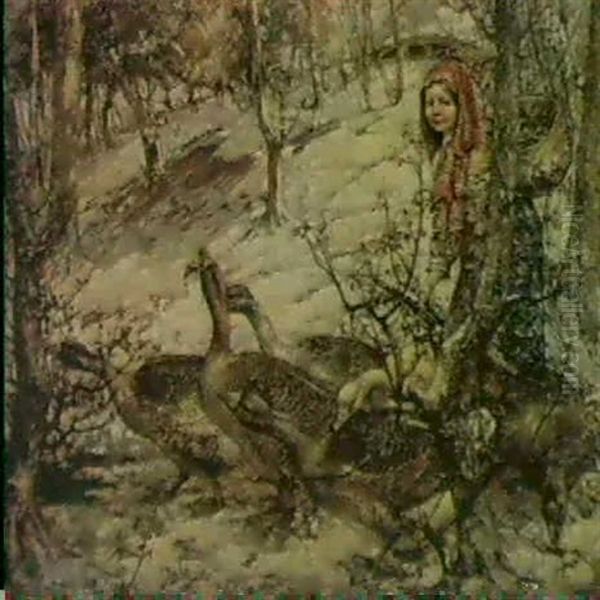 The Goose Girl Oil Painting by Edward Atkinson Hornel