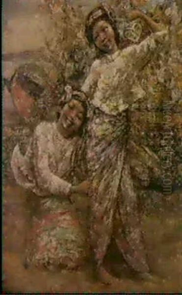 Two Burmese Girls Oil Painting by Edward Atkinson Hornel