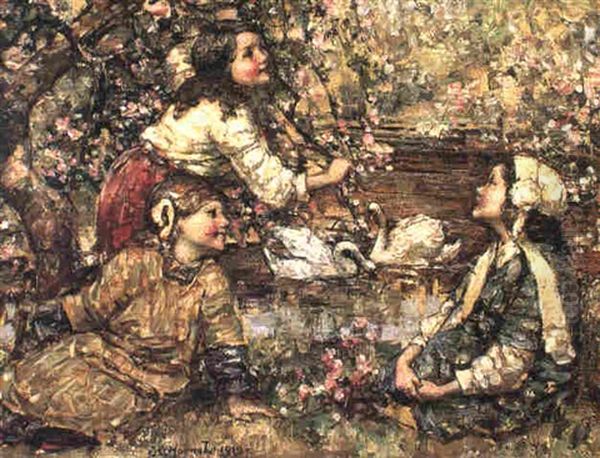 Spring Blossoms Oil Painting by Edward Atkinson Hornel