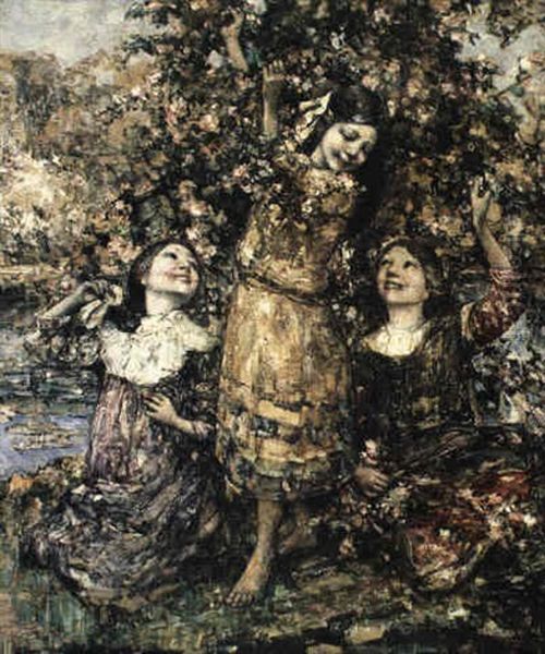 Apple Blossom Oil Painting by Edward Atkinson Hornel