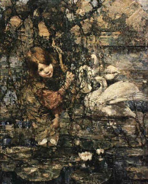 Swans And Lillies by Edward Atkinson Hornel