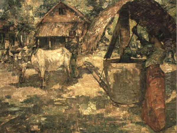 Milling Grain, Ceylon Oil Painting by Edward Atkinson Hornel