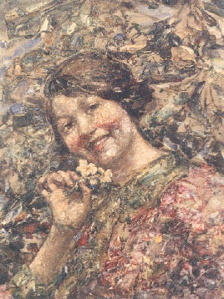 The Flower Girl Oil Painting by Edward Atkinson Hornel