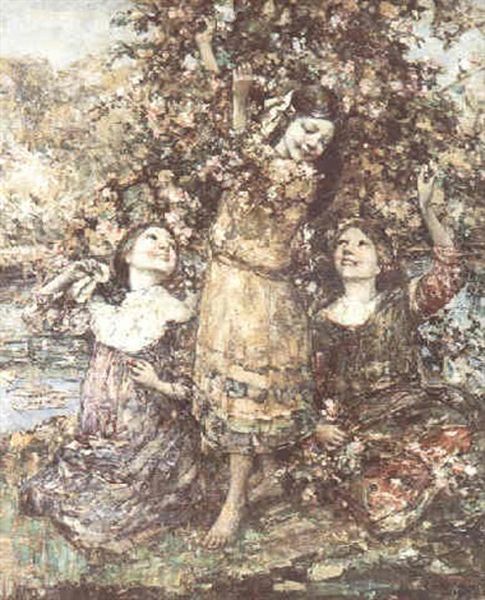 Apple Blossom Oil Painting by Edward Atkinson Hornel