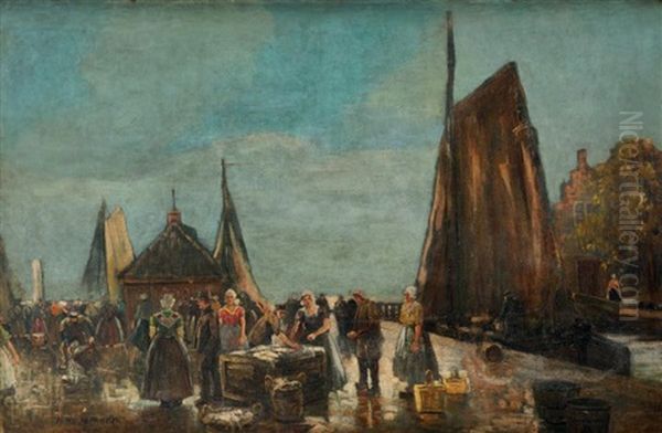 Le Retour De La Peche Oil Painting by Hans Adolf Hornemann