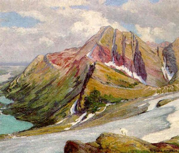 Goats On Grinnell Glacier Oil Painting by Robert Bruce Horsfall