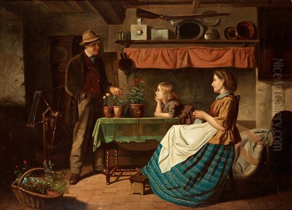 Lyssna Pa Far Oil Painting by John Callcott Horsley