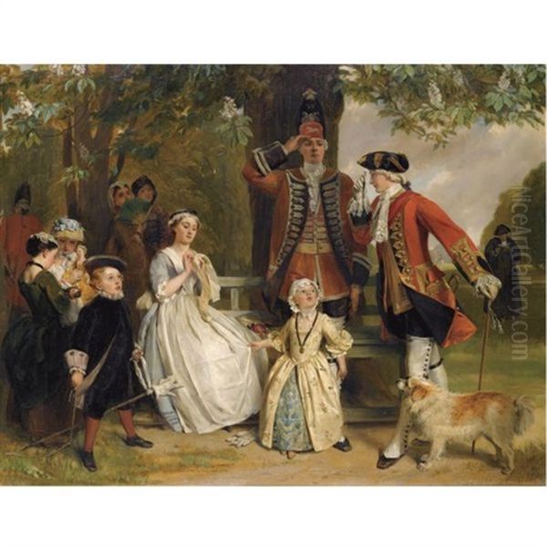 The Unwilling Salute, Discipline Oblige Oil Painting by John Callcott Horsley