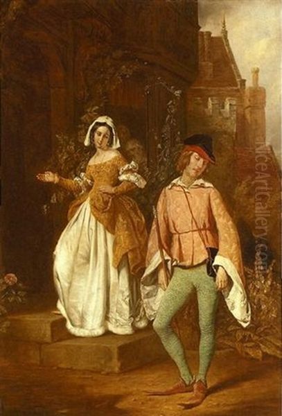 Anne Page And Master Slender; 'i Am Not A-hungry', William Shakespeare, The Merry Wives Of Windsor Oil Painting by John Callcott Horsley