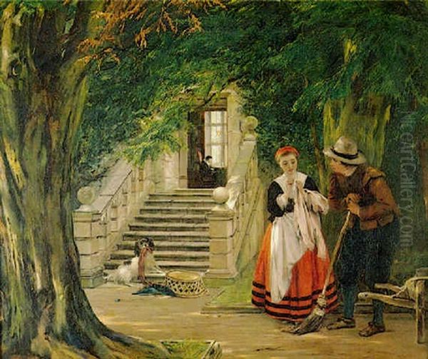 The Flirtation Outside The Master's House Oil Painting by John Callcott Horsley