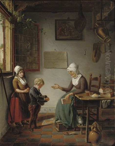 A Shameful Moment Oil Painting by Johannes Petrus van Horstok