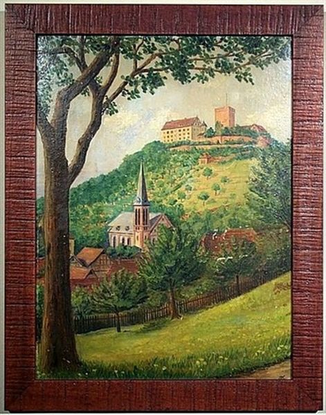 Hilly Landscape With Church Oil Painting by Earl Horter