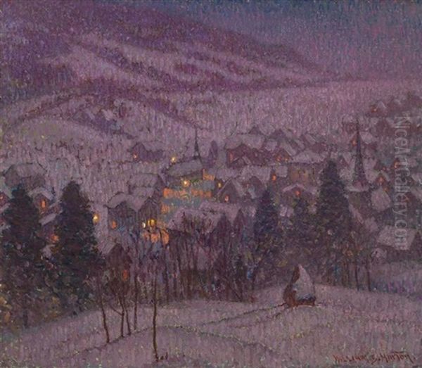 Gstaad, Switzerland At Night Oil Painting by William Samuel Horton