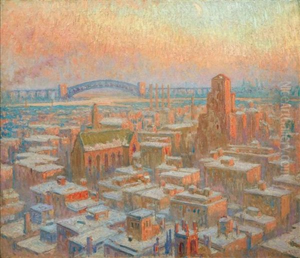 Blackwell's Island Bridge Oil Painting by William Samuel Horton