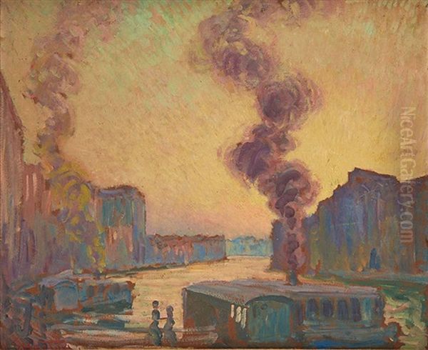 Vaporetto Accostant A Venise Oil Painting by William Samuel Horton