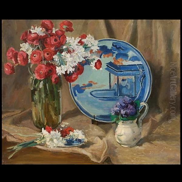 Deux Bouquets A L'assiette Japonaise Oil Painting by William Samuel Horton