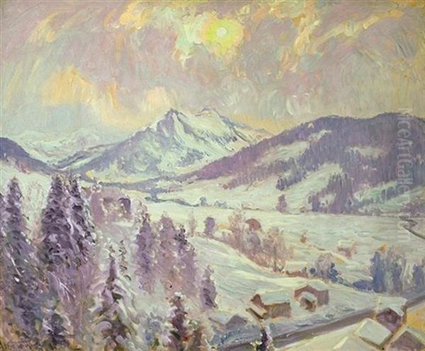 Snow At G'staad, The Valley Oil Painting by William Samuel Horton