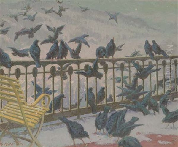 Ravens On The Balcony Oil Painting by William Samuel Horton