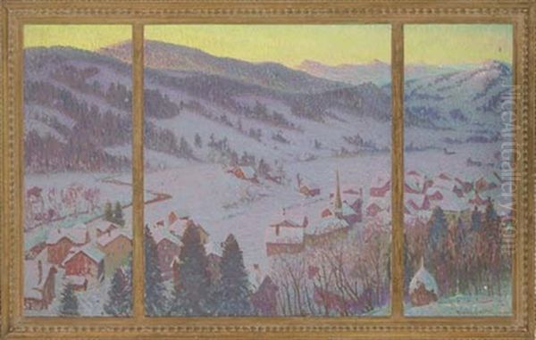 The Village In The Valley (triptych) Oil Painting by William Samuel Horton