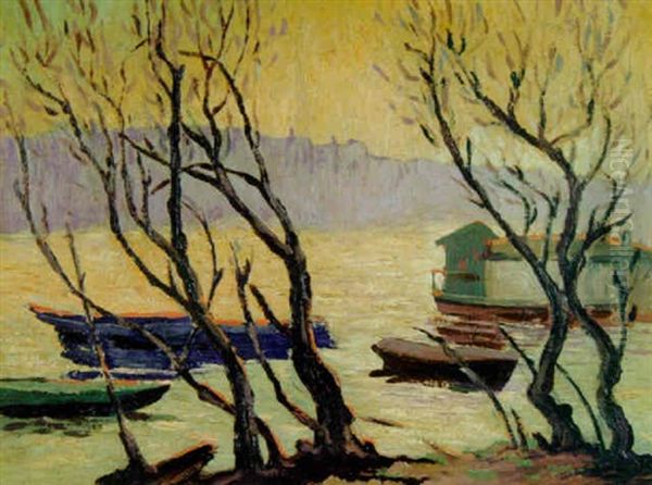 Boats At Essex Oil Painting by William Samuel Horton